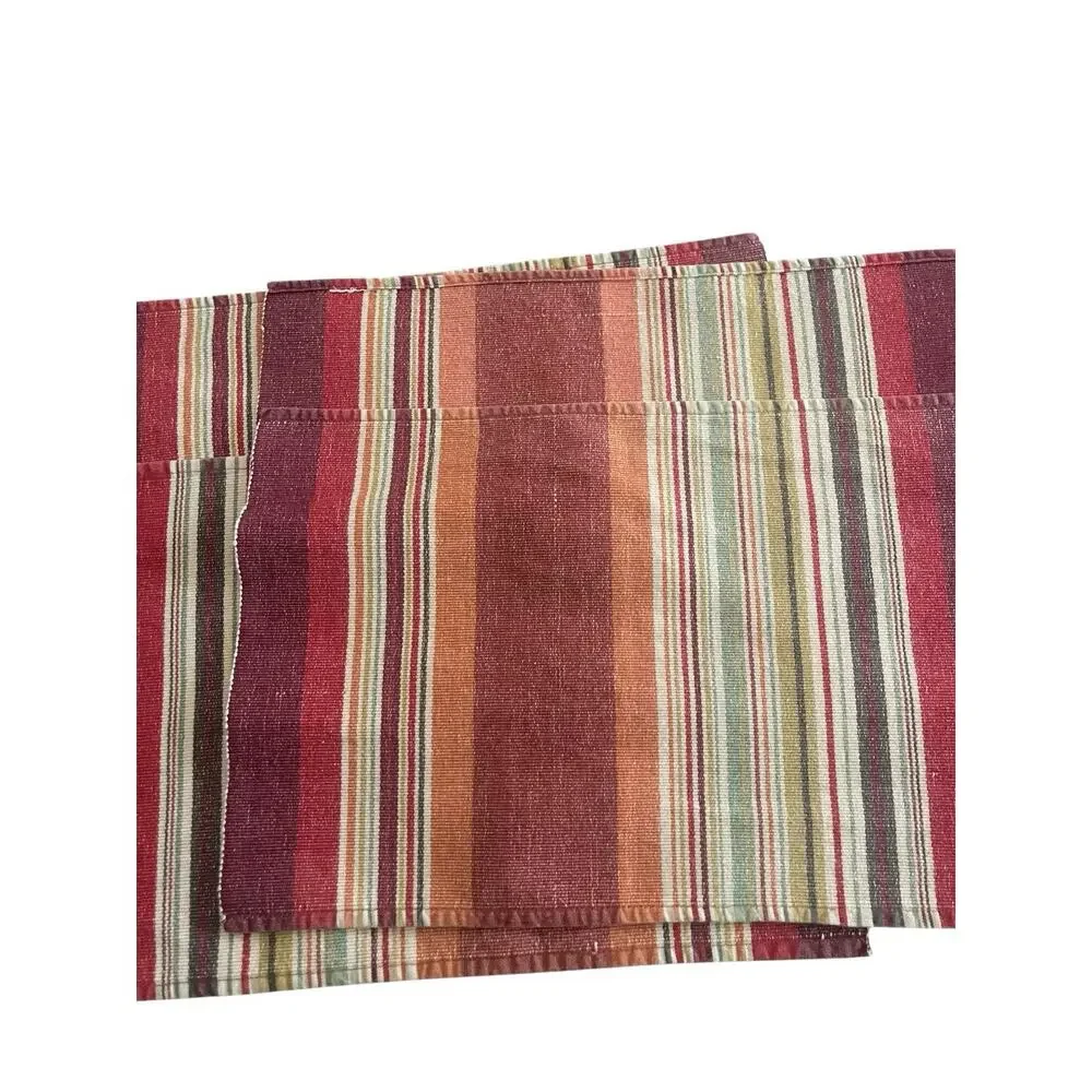 Sonoma Placemats Striped‎ Cotton Red Boho Rustic Western Rectangular Place Mats